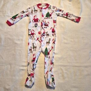 Pottery Barn boys or girls size 12-18 months footie sleeper Santa design, VGUC